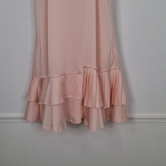 Banana Republic Satin Midi Dress Sz 6 Racerback Tiered Party Cocktail Neutral - Picture 3 of 16